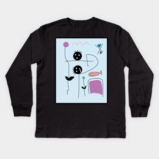 Kids and Modern Dance Stick Figure Kids Long Sleeve T-Shirt